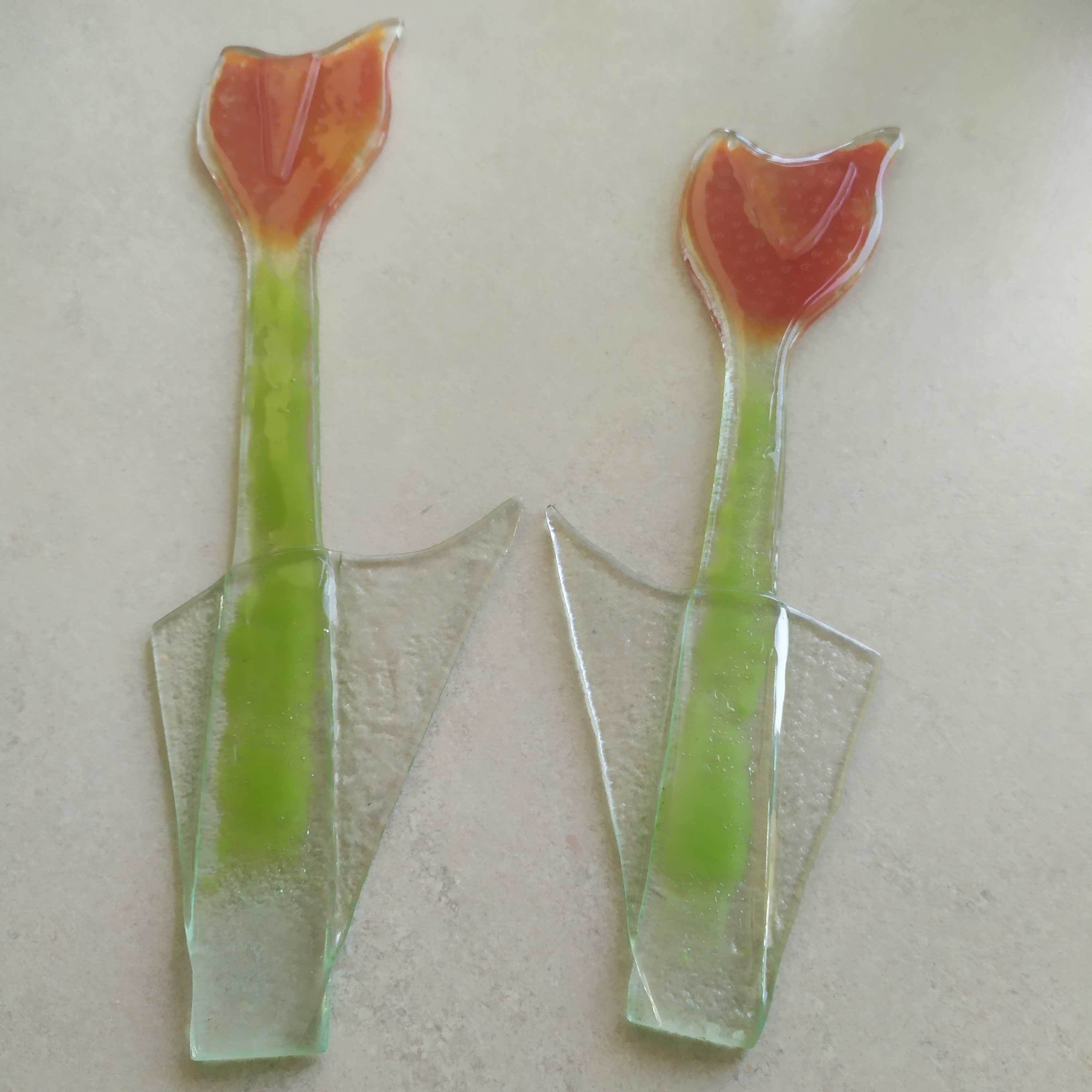 Szklane kwiaty artystyczne 3 D, piękna malatura