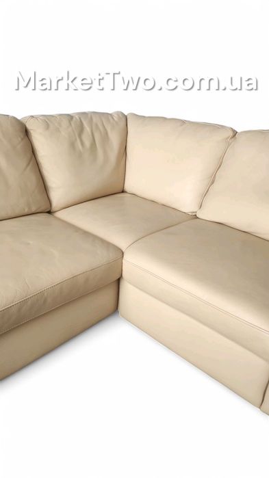 Кожаный, шкіряний кутовий диван+пуф (280303)