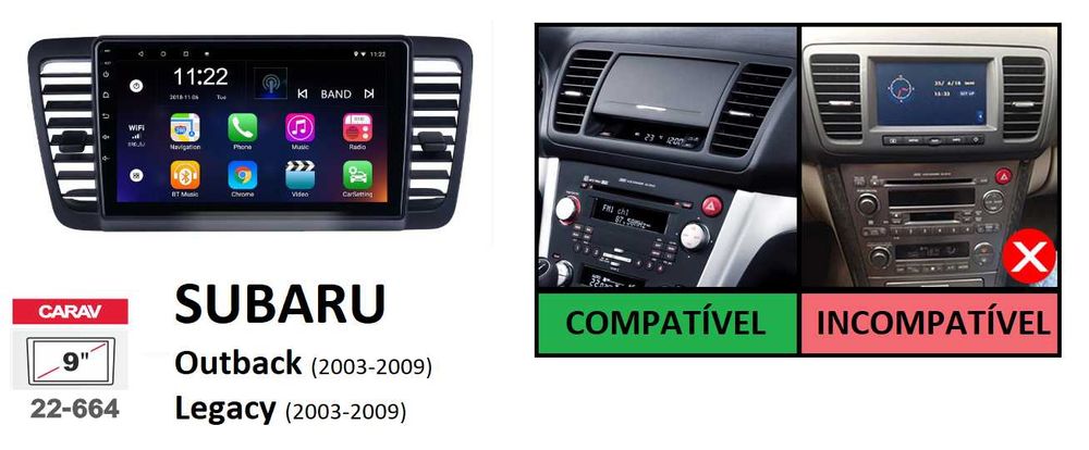 Rádio 2DIN 9" • SUBARU • Impreza • WRX • Forester • Outback • Android