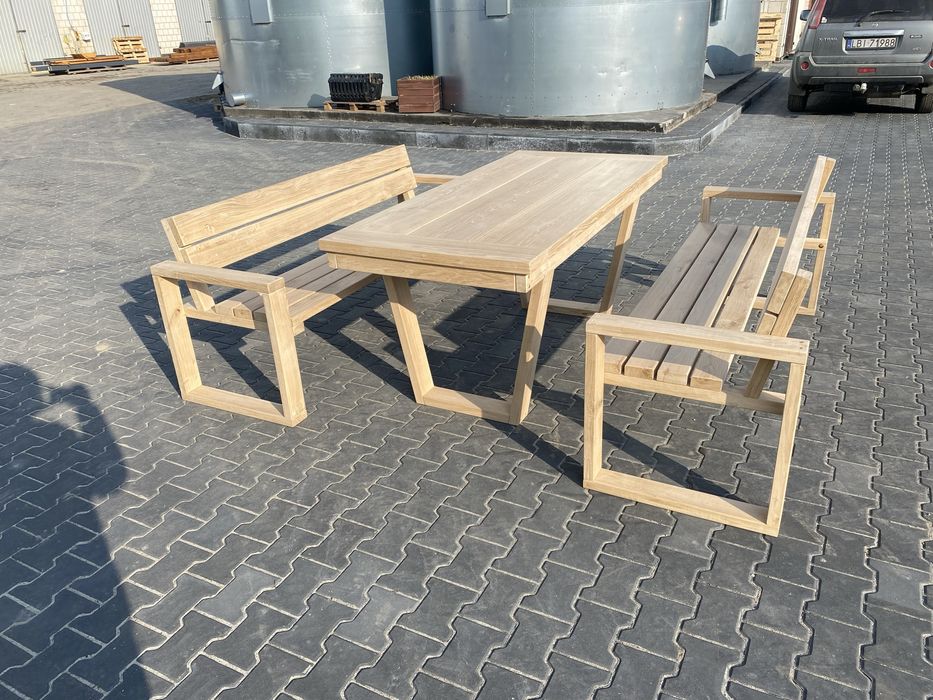 Stół z ławkami dąb komplet