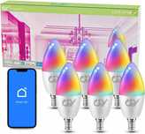 Inteligentne Żarówki LED E14 RGBCW C37 Bluetooth Ściemnialne 6szt.