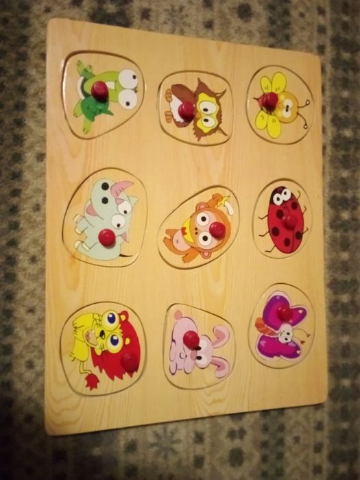 Пазли дерев'яні сортер 22*29 см розвиваючі тварини, комахи