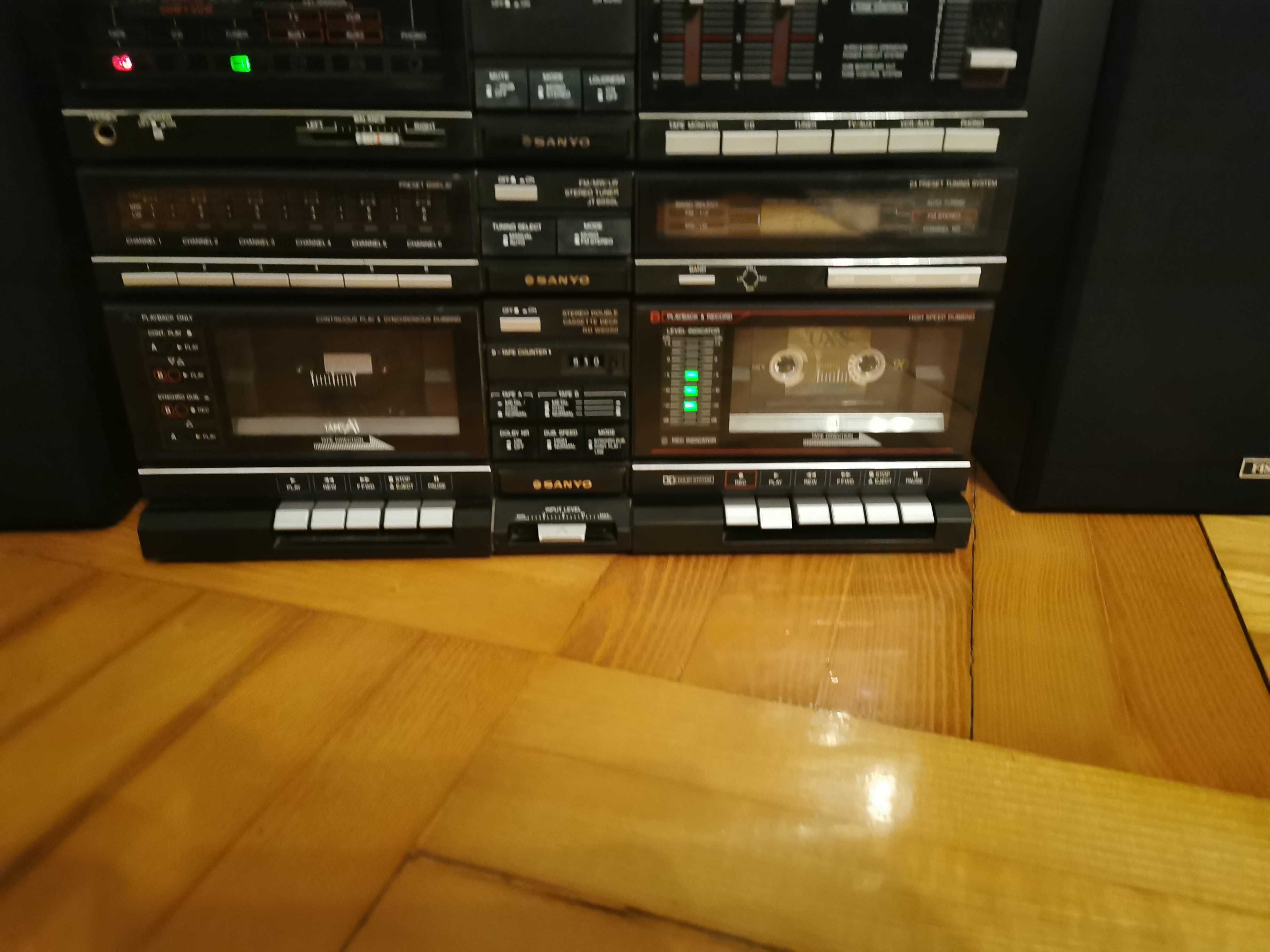 SANYO JT6050L + JA6050 + RDW6050 + TP6050 z kolumnami FISHER UNIKAT