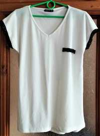 Biała elegancka bluzka - koszulka M/L