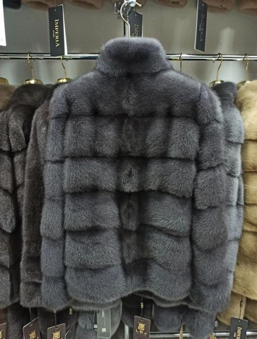 Норковая шуба поперечка цвет графит из скандинавской норки