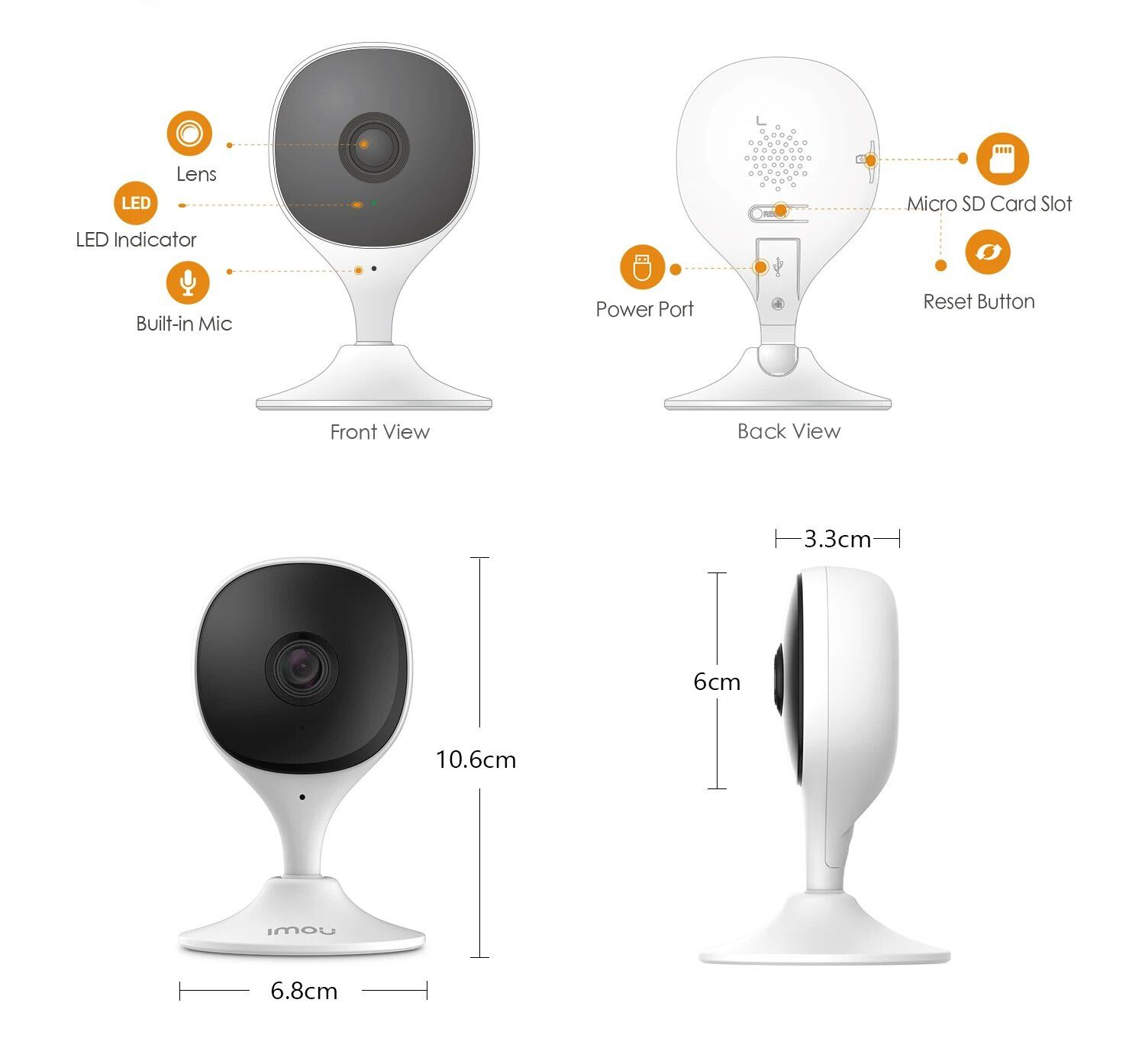 Imou Cue 2E 2Mp,  2.8 мм двусторонній голосовий,  IPC-C22SP WiFi