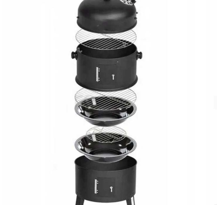 Коптильня 3-в-1 на дровах вуглях з термометром