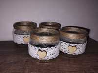 Słoiczki na świeczkę tealight lampion dekoracja ślubna rustykalny boho