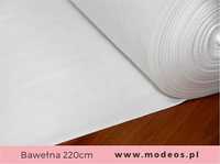 Tkanina bawełniana biała 220 cm bawełna materiał biały płótno białe