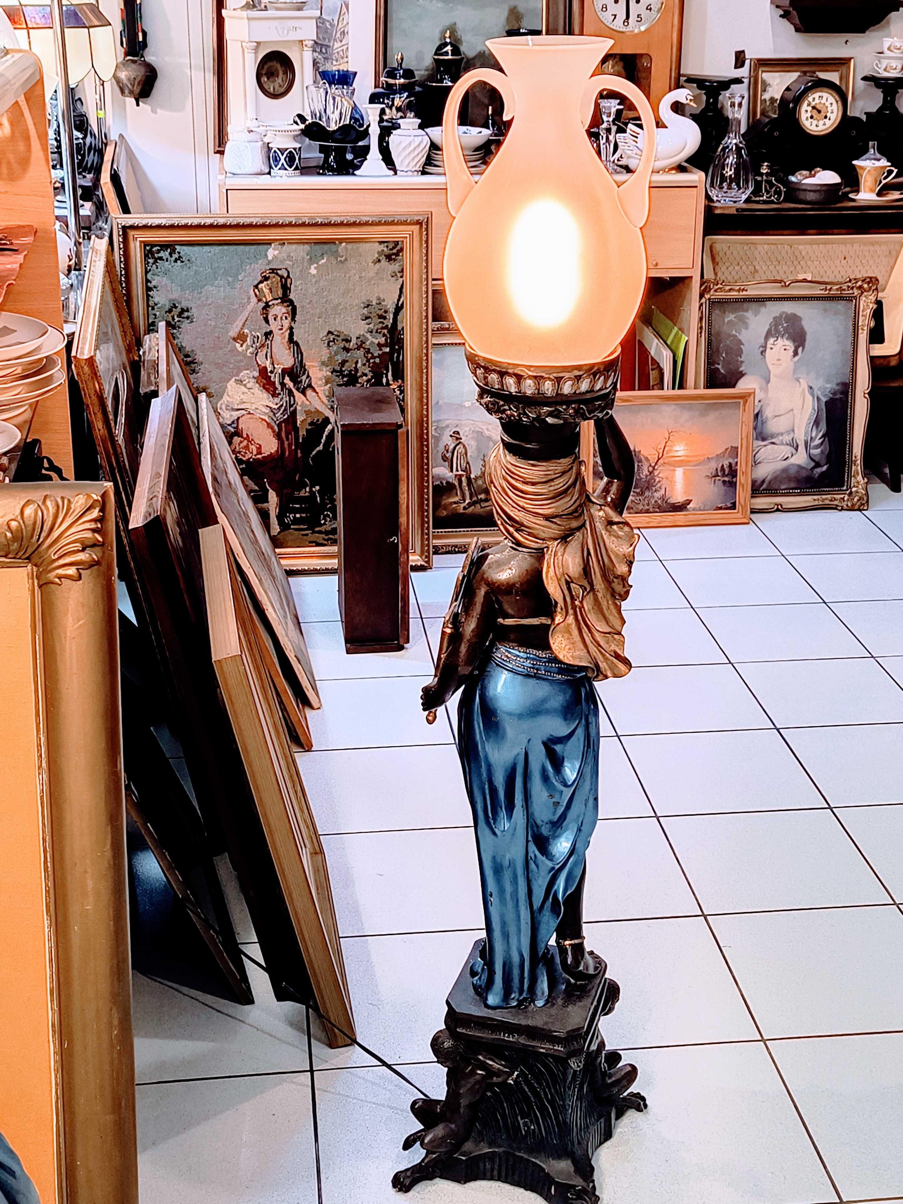 Stylowa lampa stojąca z brązu kobieta Mauretanka 135 cm