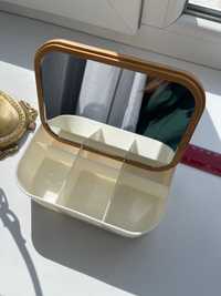 Скринька для зберігання з дзеркалом та бамбуковою кришкою