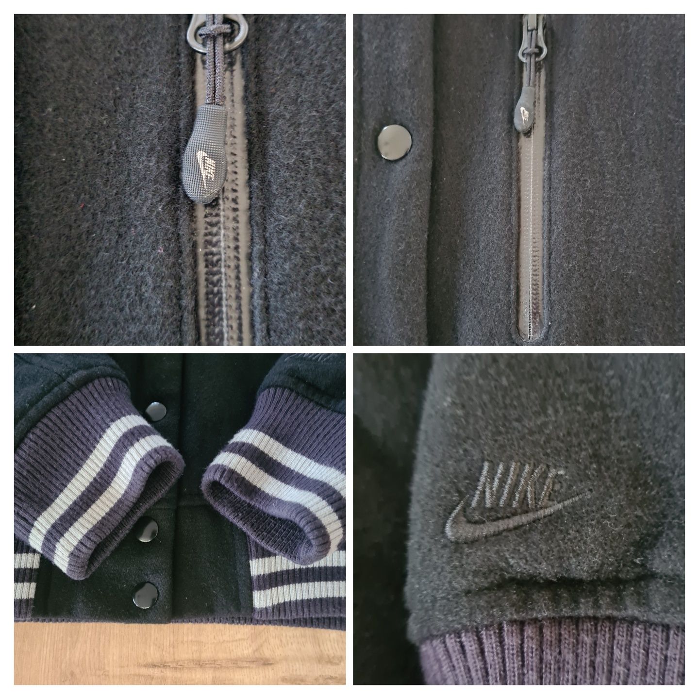 Kurtka Nike. 70% Wełna Wool. Czarna bomberka. Z kapturem.  Rozmiar S