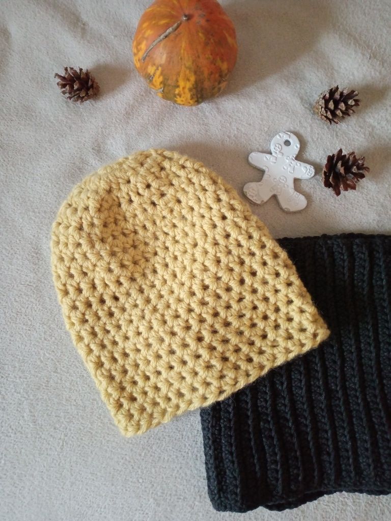 Nowa czapka 100% alpaka wełna żółta beanie Smerfetka na zimę prezent