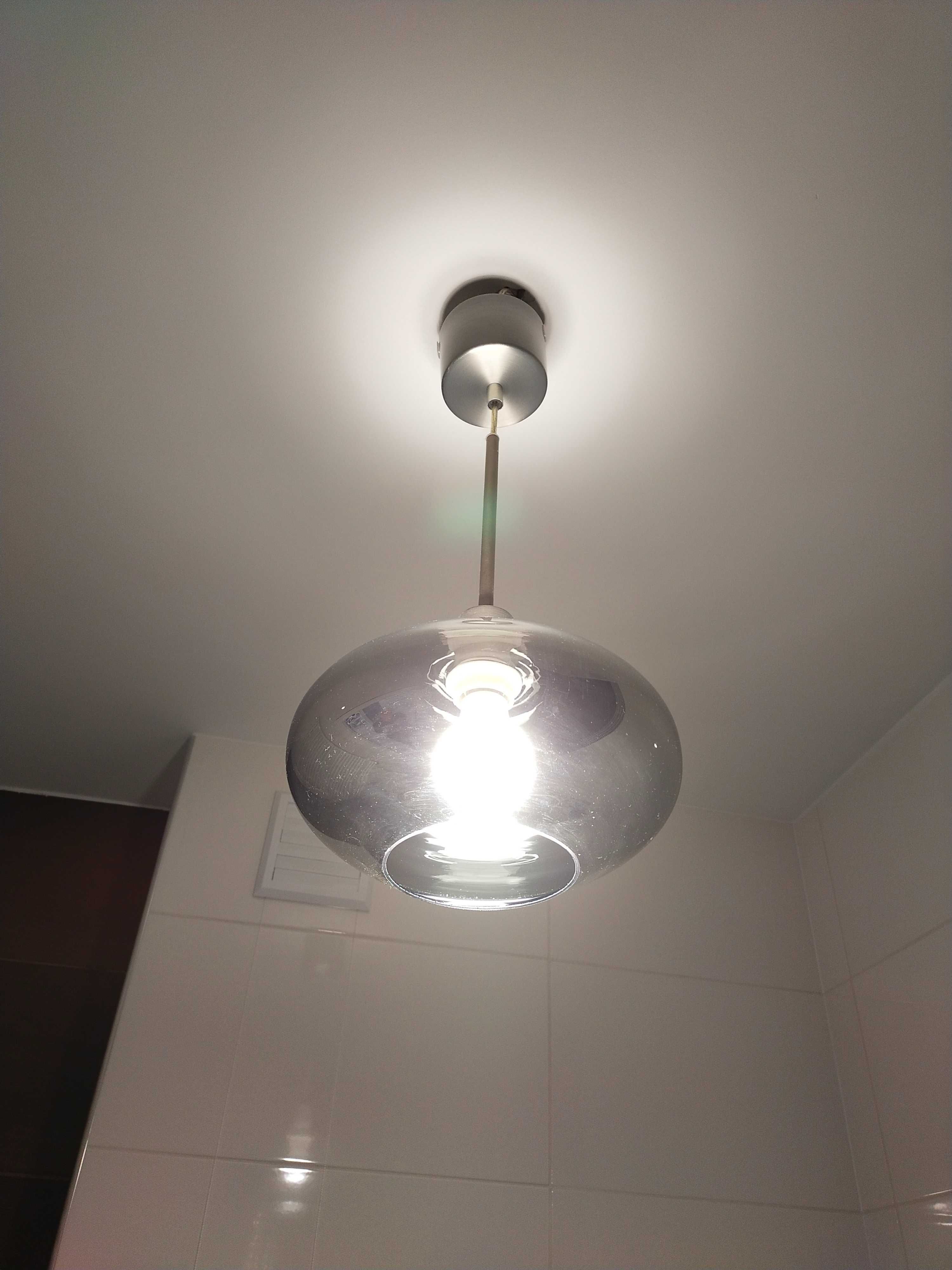 Lampa wisząca srebrna klosz szklany