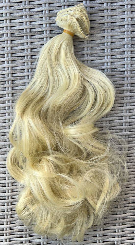 Premium Ultra włosy doczepiane, jasny blond, loki, clip in