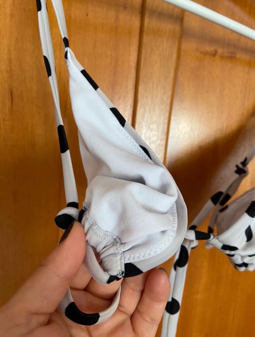 Cueca e top usado Bikini bolinhas pretas