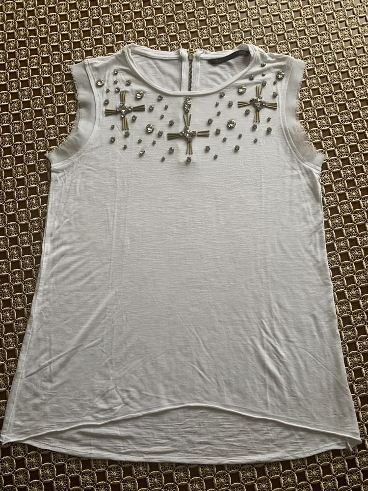 Bluzka biała,  t-shirt ze zdobieniani  Silvian Heach