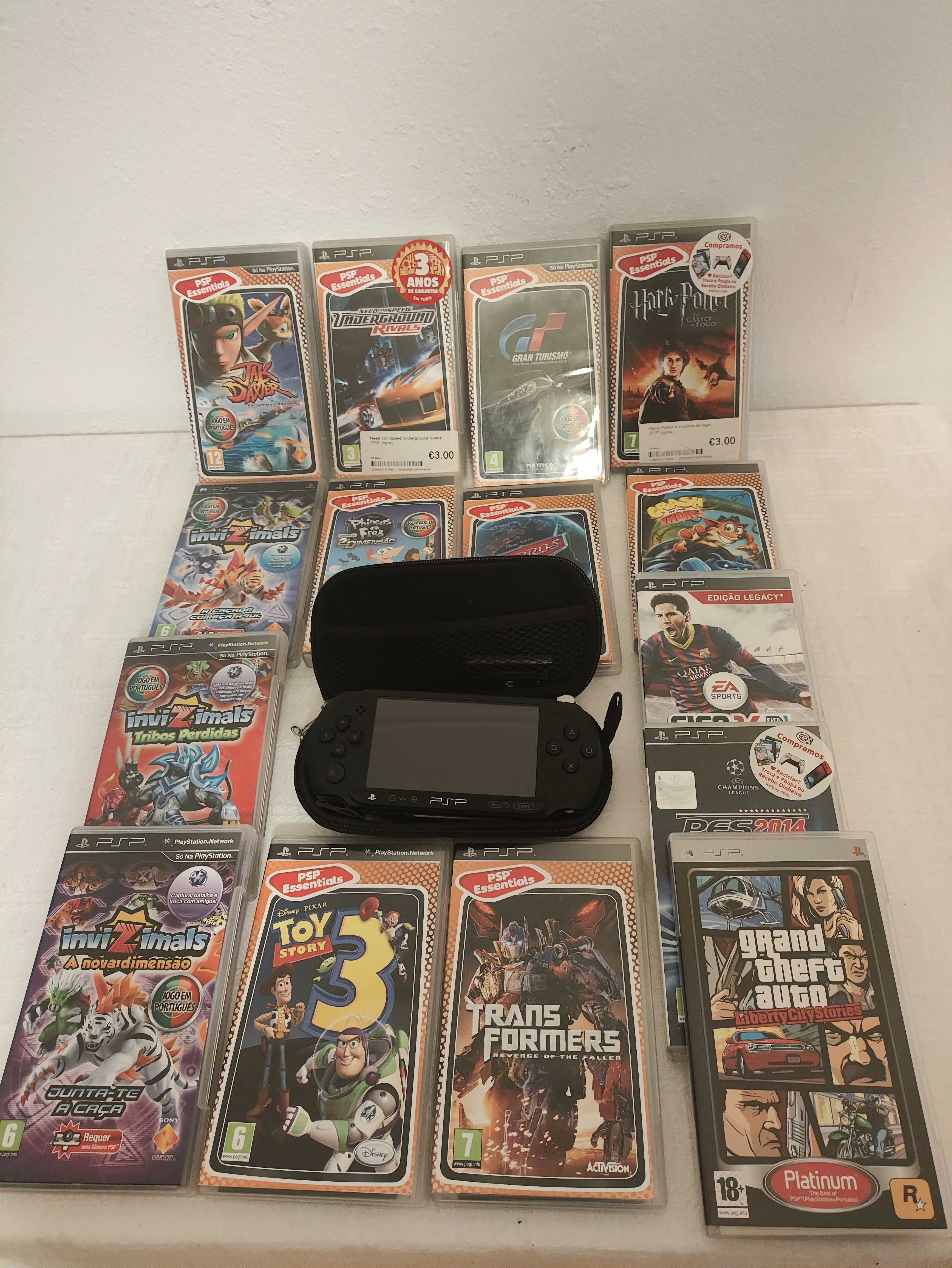 Consola PSP como nova + bolsa + carregador + 15 jogos