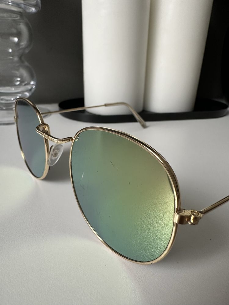 H&M okulary przeciwsłoneczne lenonki złote