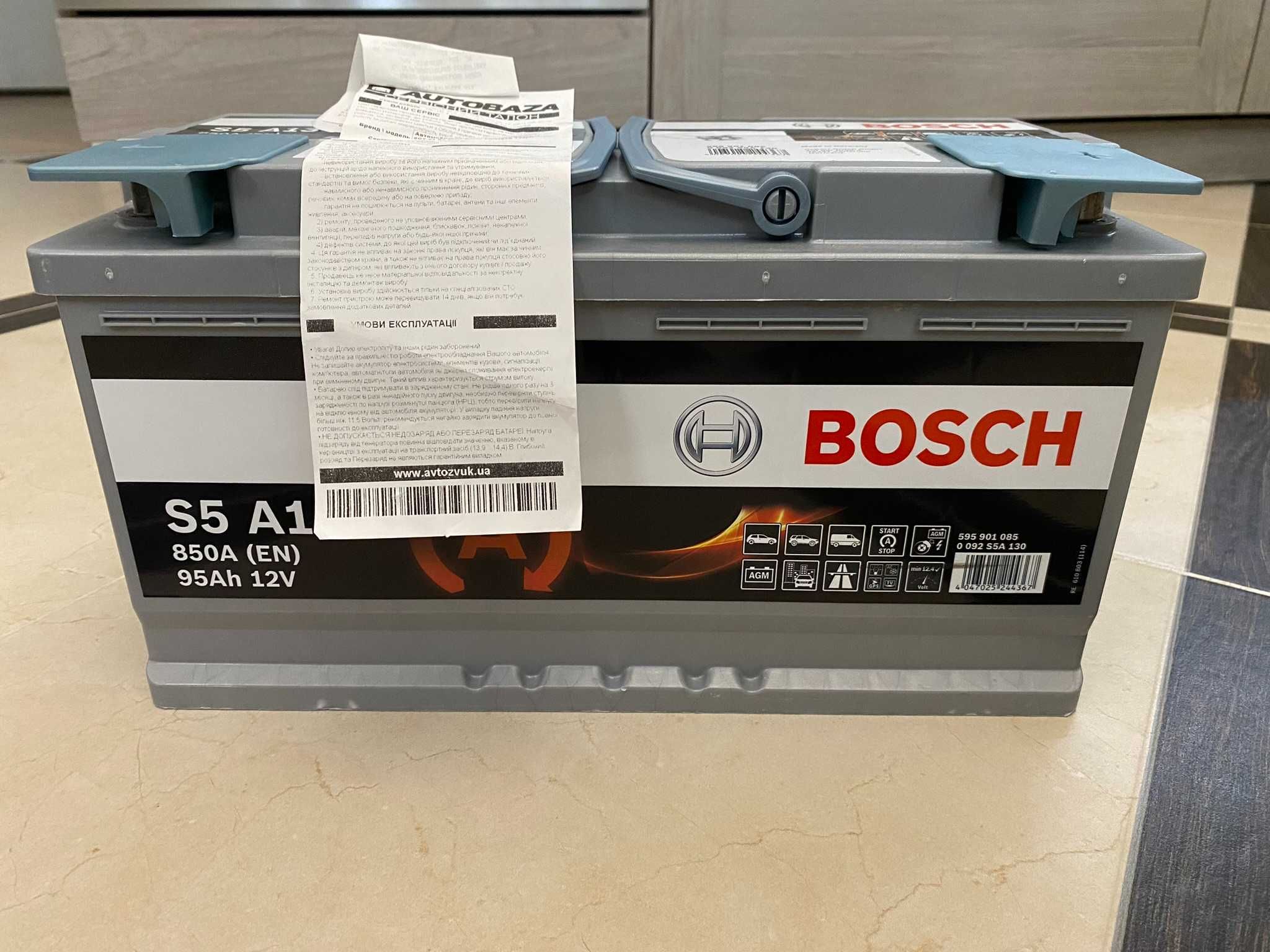 Продам новий акумулятор Bosch 6CT-95 S5 AGM на 95Ah