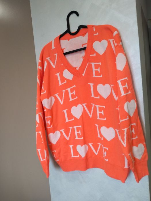 Kataliński sweter neonowy pomarańczowy biust do 100 cm