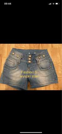 Fashion S/ 36 jeans szorty krótkie spodenki damskie wysoki stan