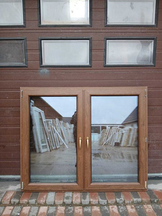 Okno dwuskrzydłowe 167x137 okna używane orzech DOWÓZ CAŁY KRAJ