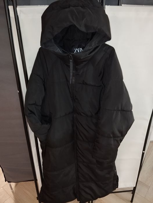 Oversize płaszcz kurtka długa zara z kapturem