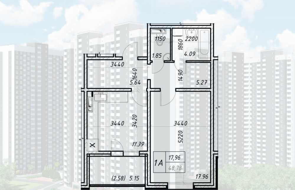 ЖК Навігатор 2.Вул.Коноплянська 22. 49 м2,58000$. Є оселя!Без комісії!