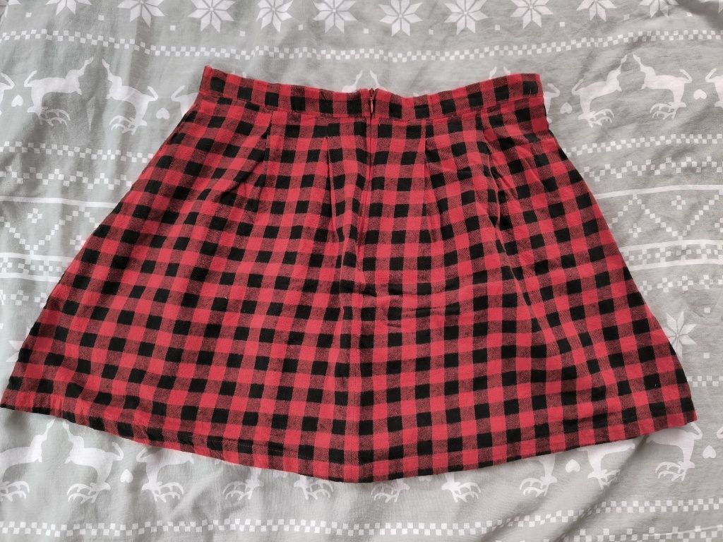 Spódnica spódniczka mini w czarno czerwoną kratkę Terranova