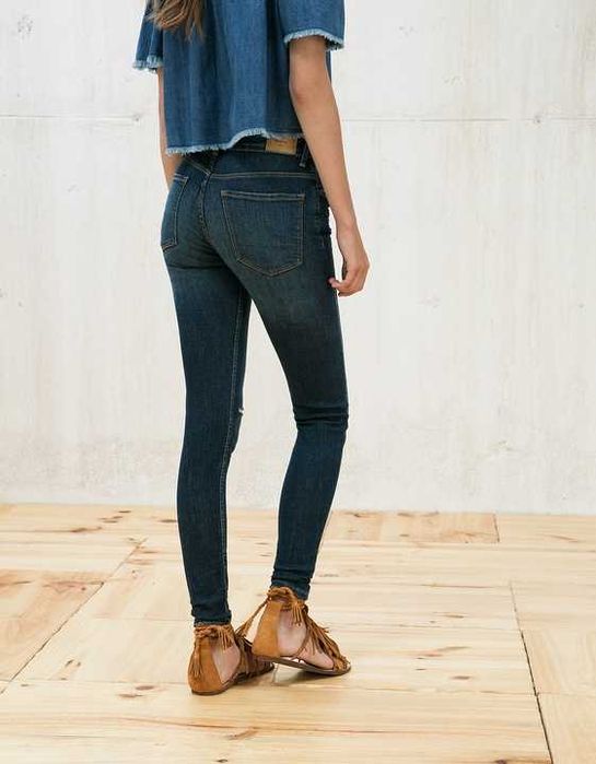 BERSHKA jeans rurki SKINY przecierane DZIURY 36 S