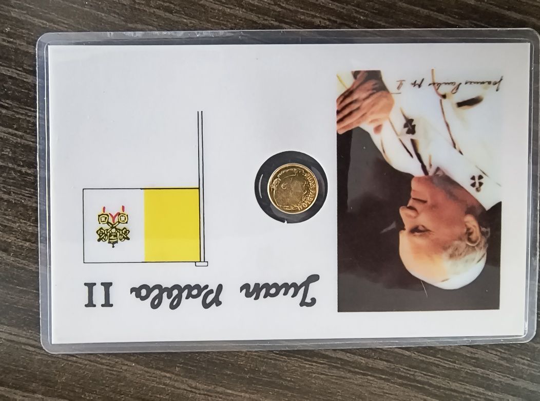 Sprzedam kartę okolicznościowa ze złota monetą ( unikat )JP2