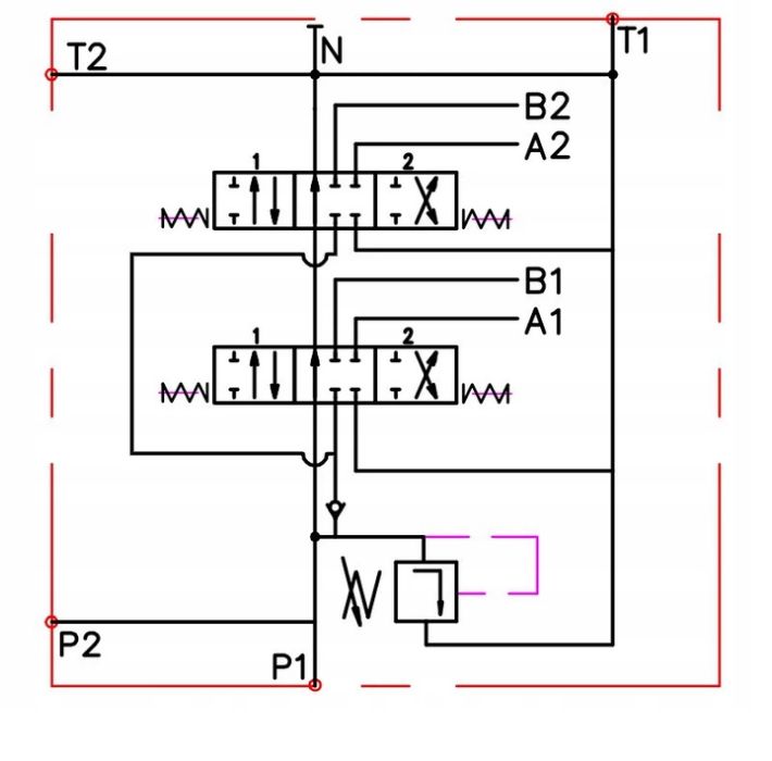 3/24 Rozdzielacz hydrauliczny 2 sekcyjny + GNIAZDA EURO PAV ISO-A