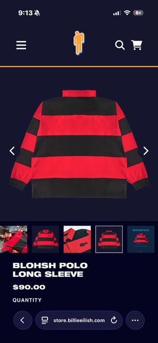 Оригінальний мерч Біллі Айліш: BLOHSH POLO LONG SLEEVE