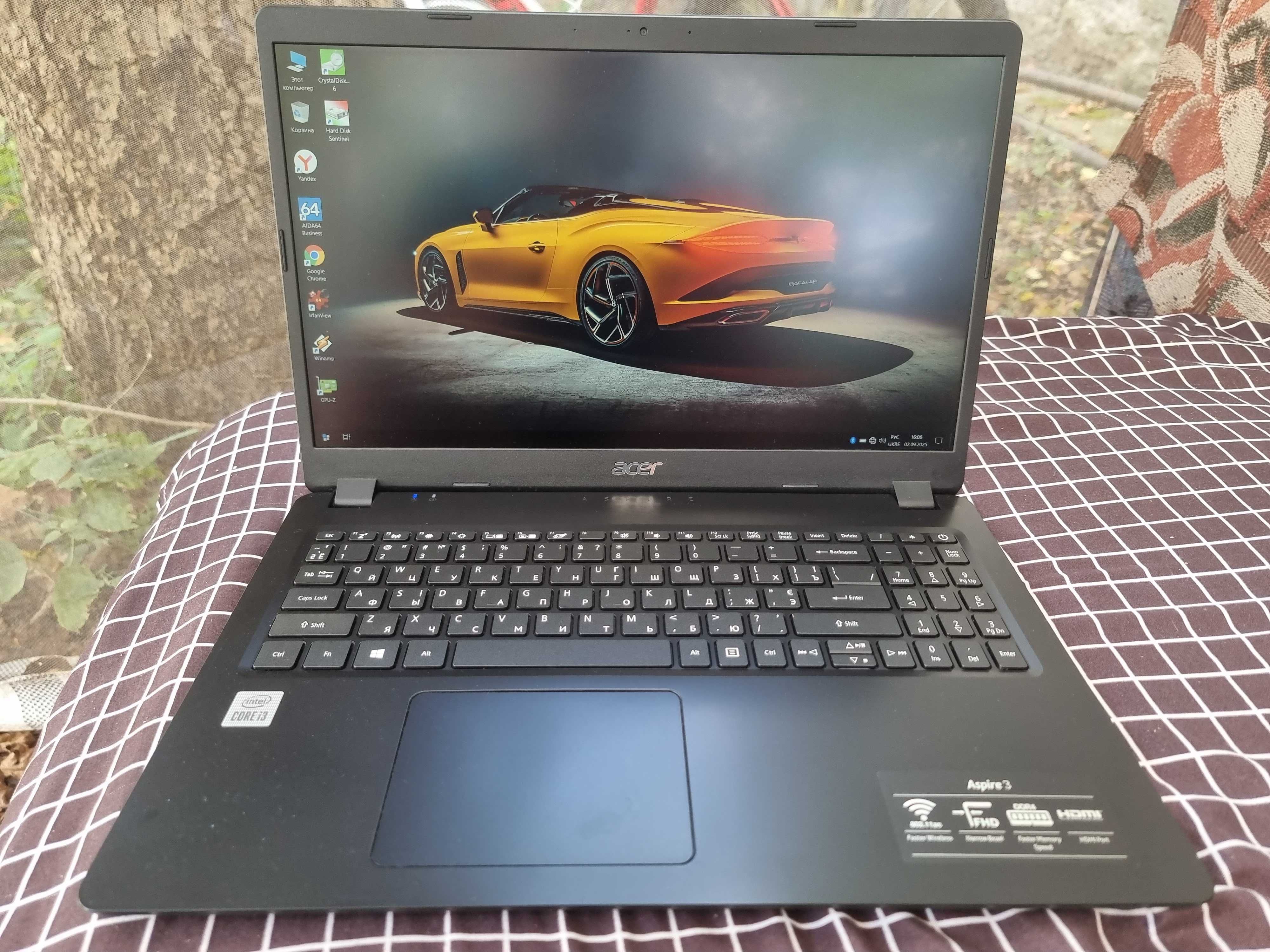 Ноутбук Acer A315/15.6 FHD IPS/Intel core i3-1005G1/8GB DDR4/256 SSD