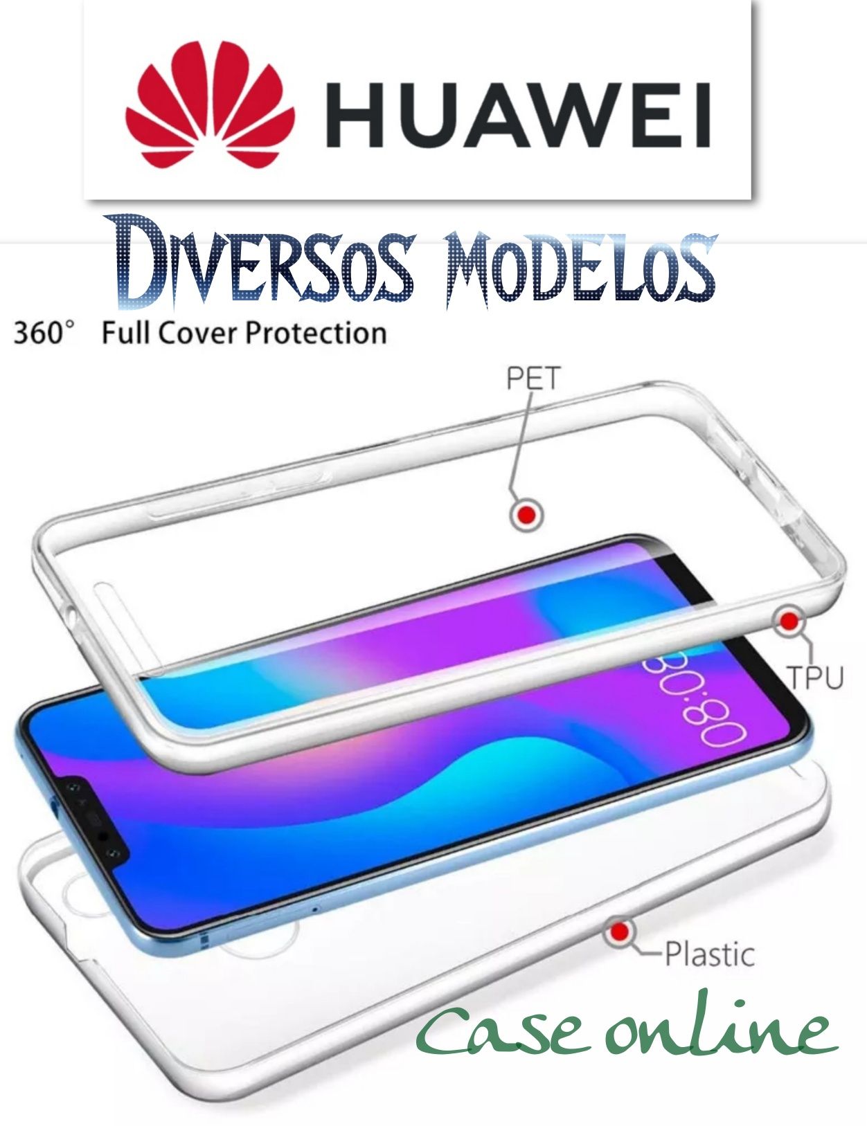 Capa 360º P/ Huawei P40 Pró / P40 Lite E / P30 Pró / P40 Lite / Y6 Pró