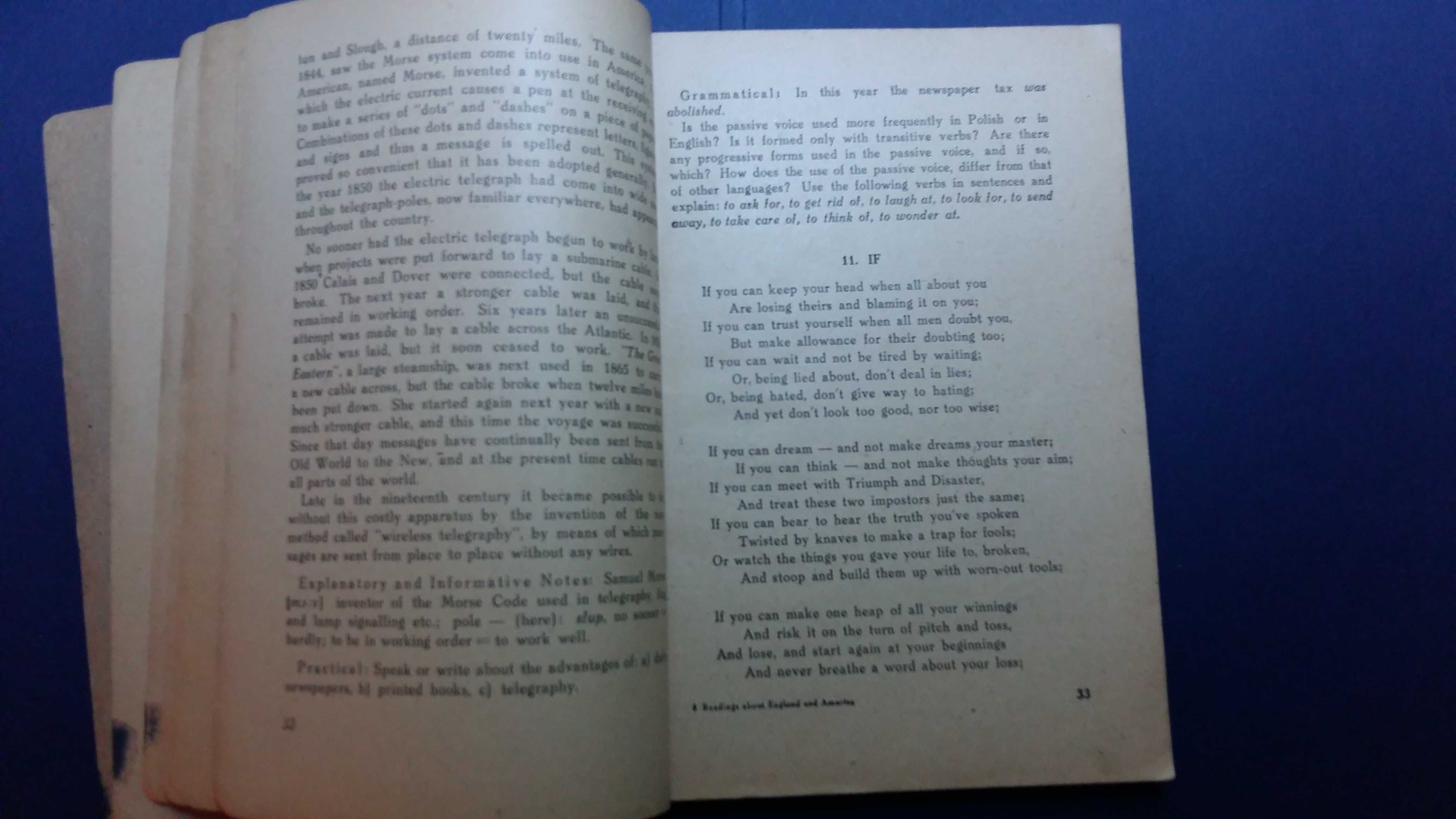 READINGS ABOUT ENGLAND and AMERICA podręcznik j. angielskiego z 1946r.