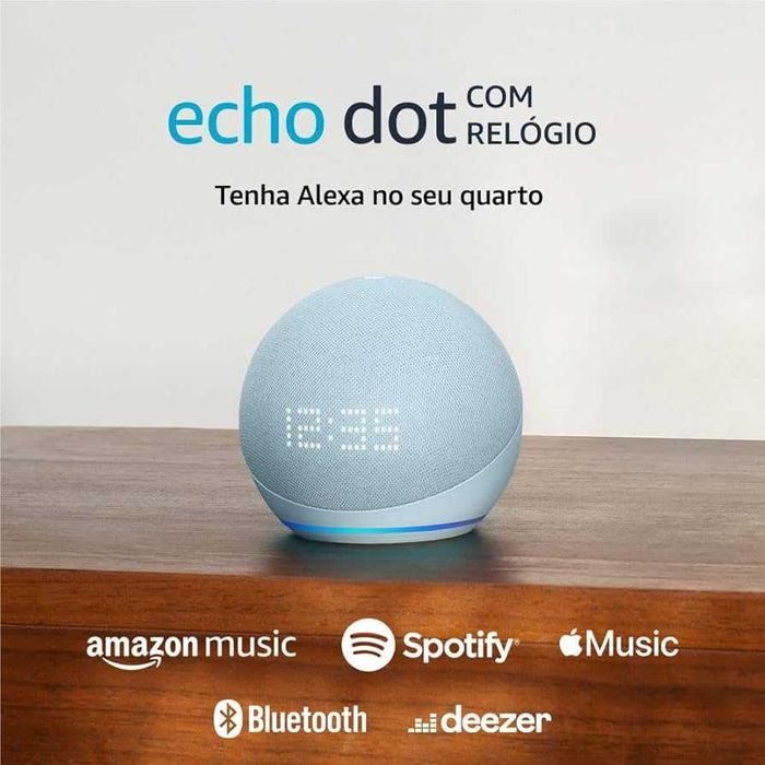Alexa Echo Dot 5ª Geração Versão internacional Relógio NOVO SELADO