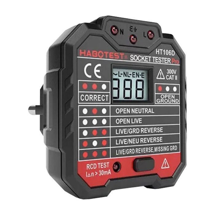 Tester Gniazd Z Wyświetlaczem Cyfrowym Habotest Ht106D