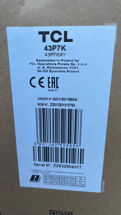 Телевізор TCL QLED 43P7K НОВИНКА 2025 Нові! Запечатані!