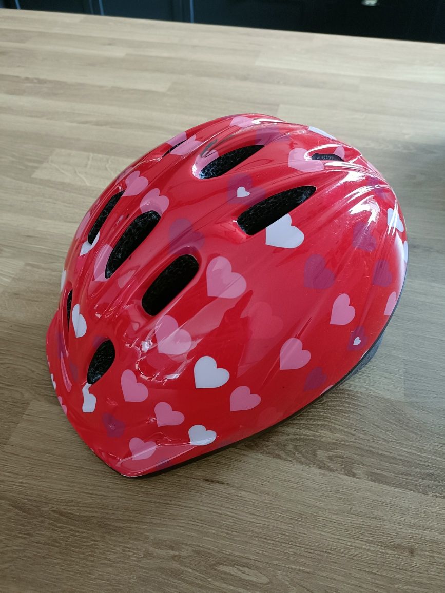 Kask rowerowy dziecięcy profex czerwony w serca 52-56 cm
