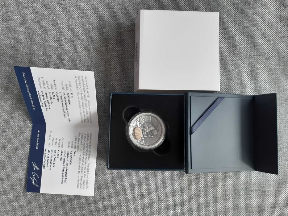 50 zł srebrna moneta 100 rocznica odkrycia kopalni "Krzemionki" 2022