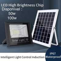 Holofote solar com bateria 50w - 100w