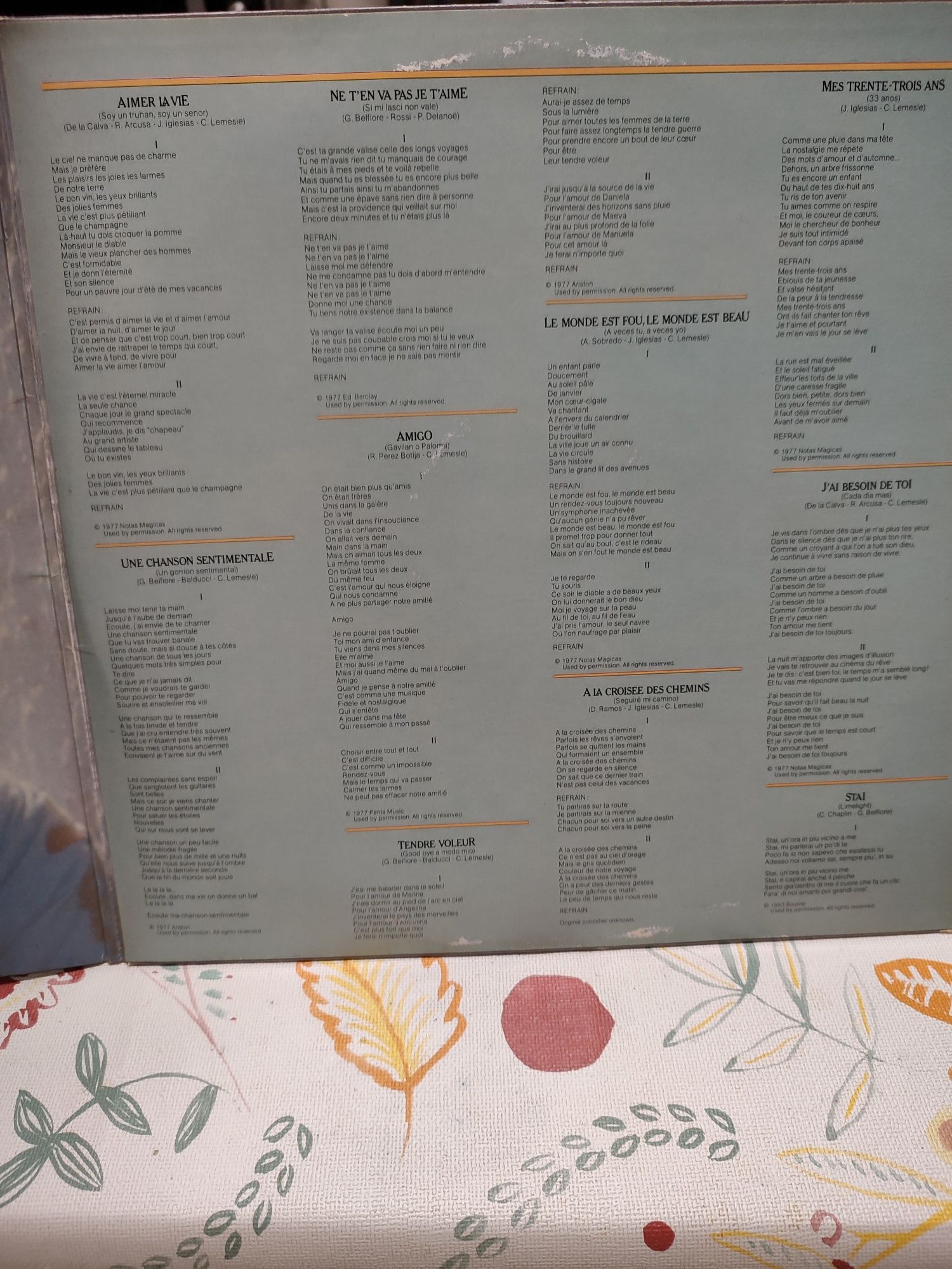 Julio Iglesias LP 1978 cantado em francês