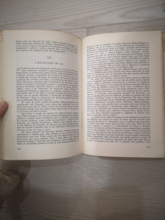 Livro Vida de Miguel Ângelo na vida do seu tempo