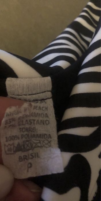 Biquini zebra forrado, cueca com fita e aplique