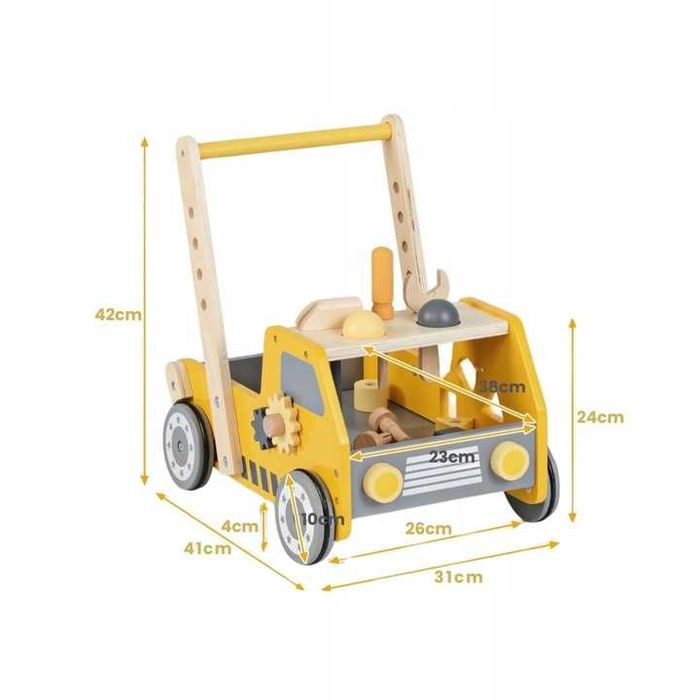 Drewniany chodzik dziecięcy 2 w 1 Zabawka z narzędziami