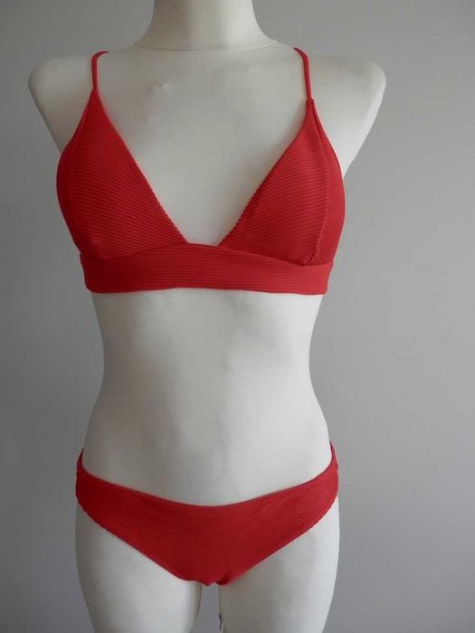 Strój Kąpielowy HM Bikini Trójkątne Miseczki Koralowa Czerwień L