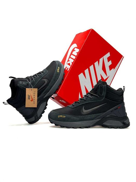 Кросівки зимові Nike Rivah Gore-Tex Fur Black/Dark Green premium