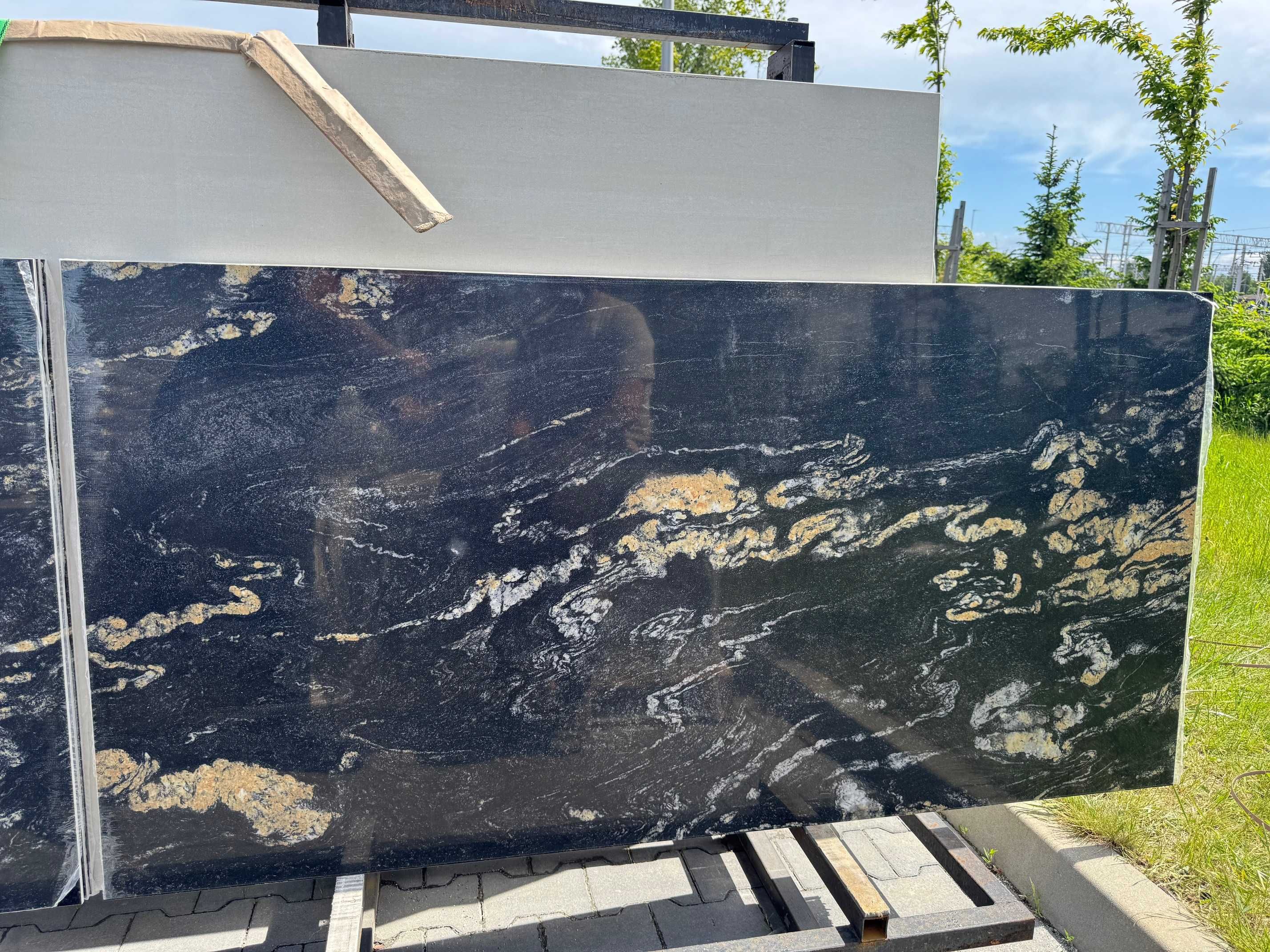 Płytki Wielkoformatowe Spiek Kwarcowy Czarno Złote BLACK GOLD 90x180cm